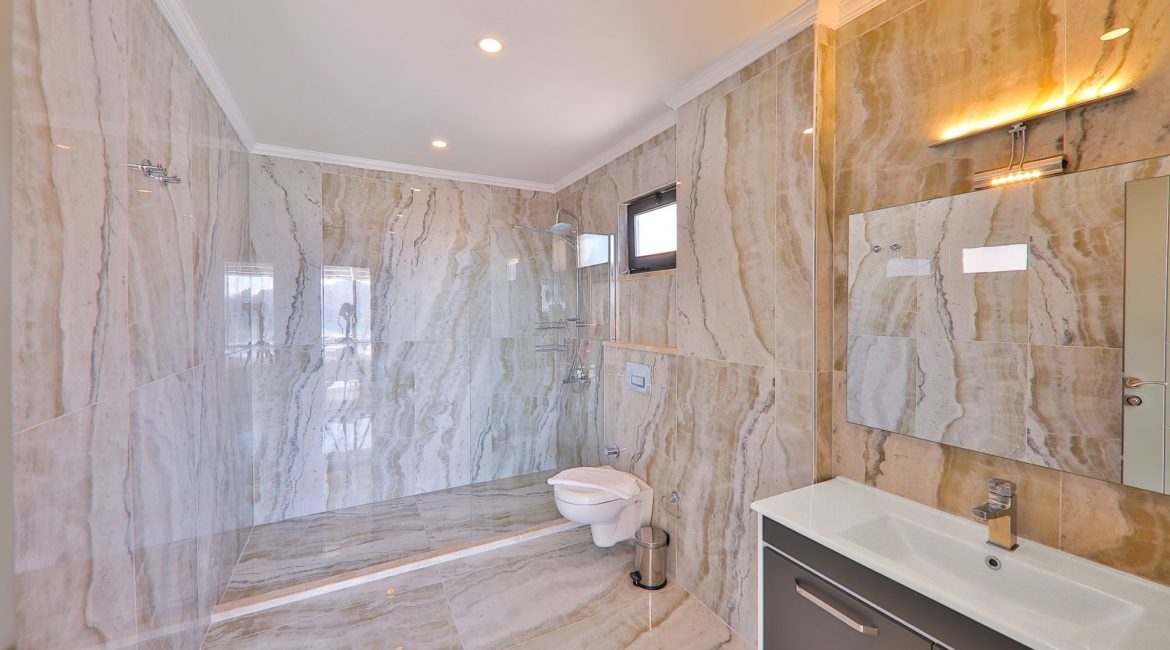 Modern marble bathroom at Villa Allure