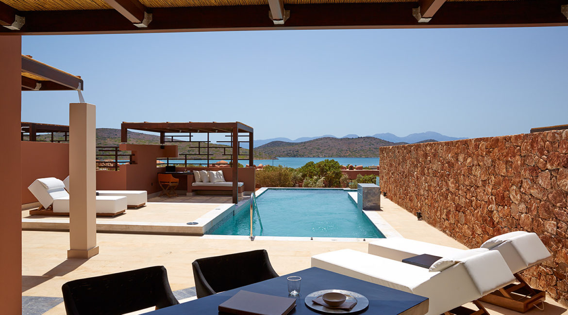 Luxury Residence private pool and sun terrace at Domes of Elounda