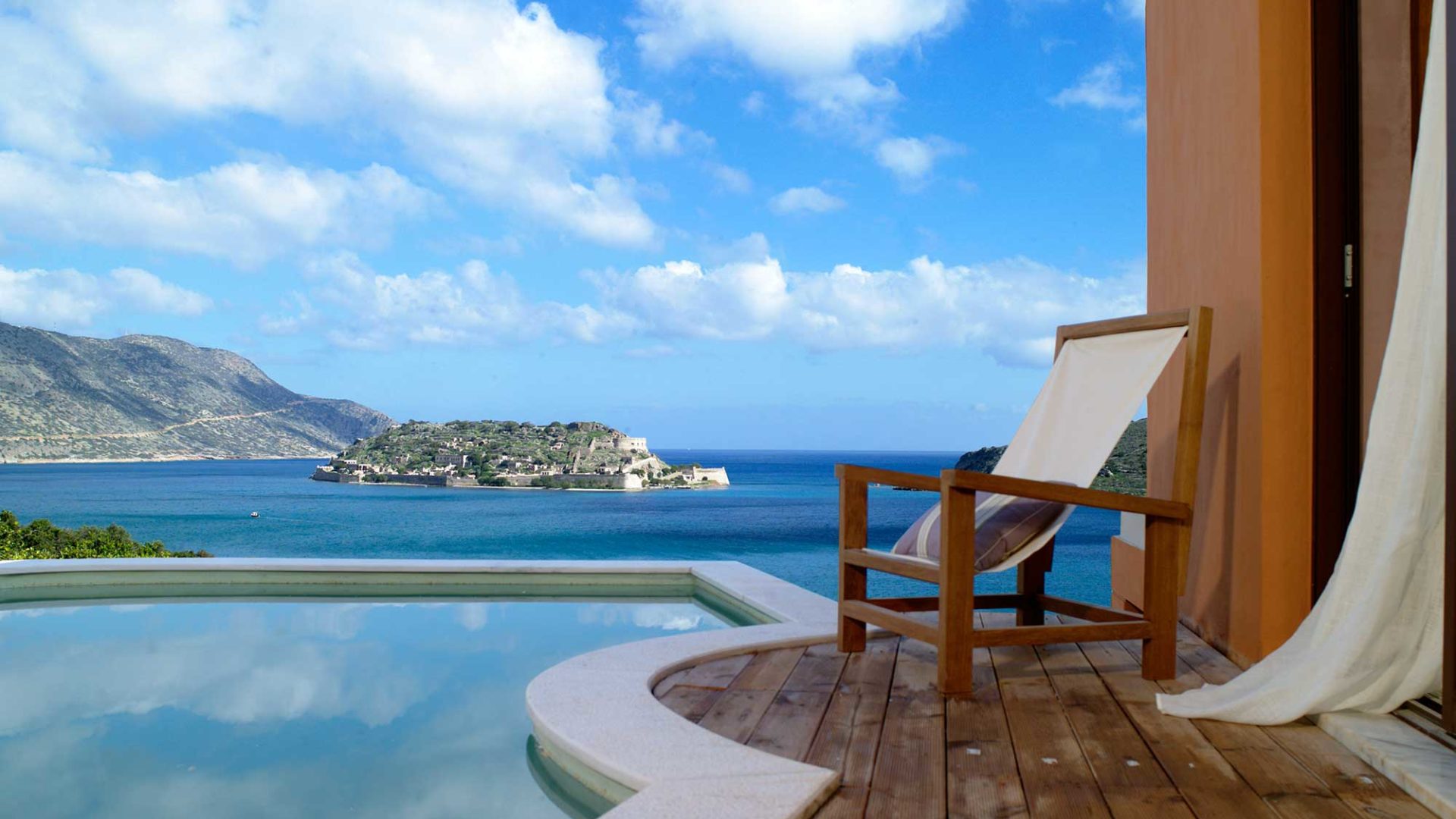 Domes of Elounda private pool with views of Spinalonga