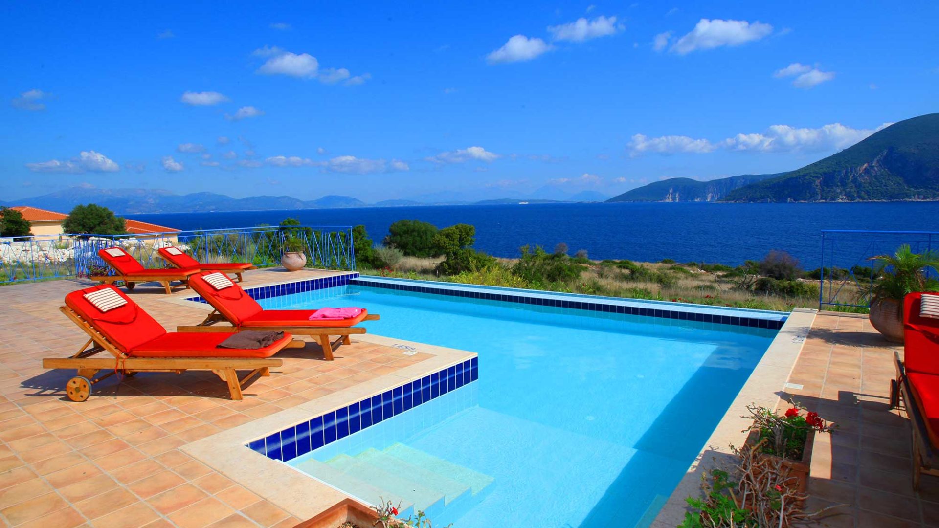 Villa Dolicha pool with sea views