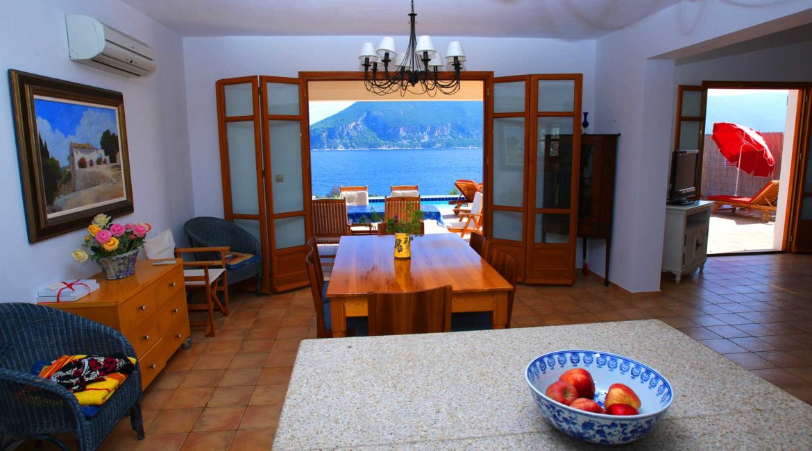 Villa Dolicha interior with sea views