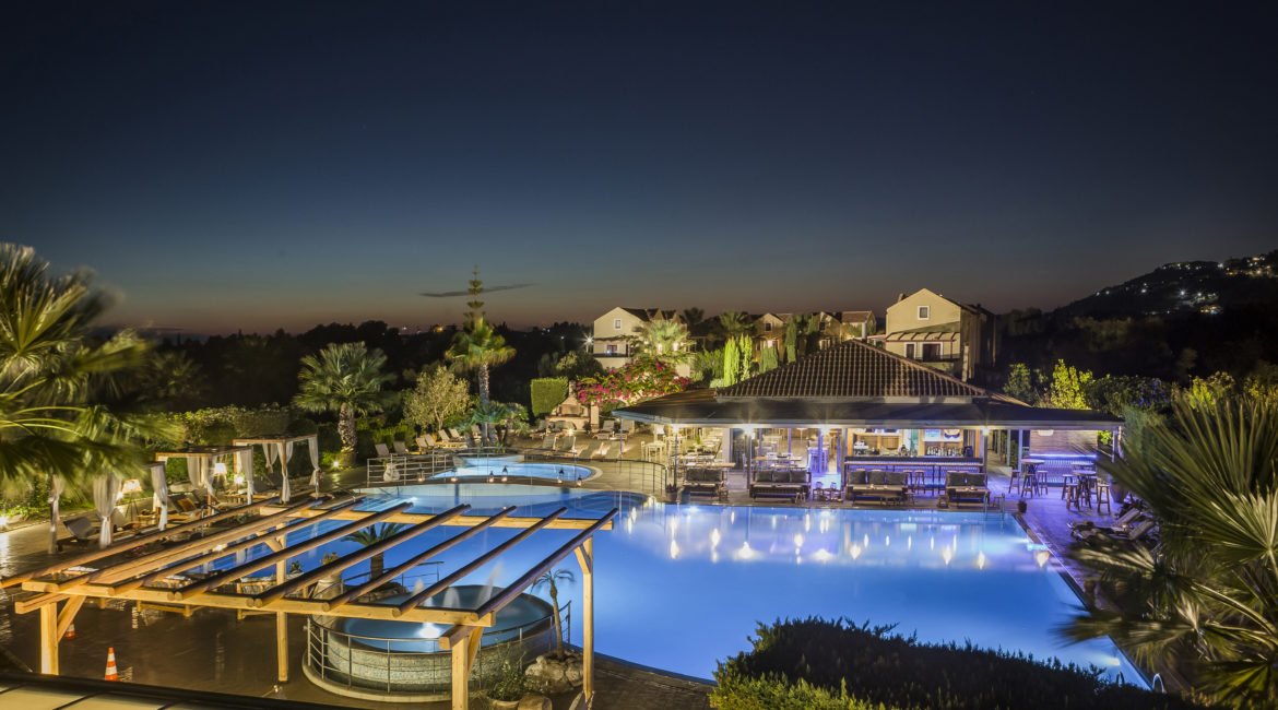 Avithos Resort pool at night