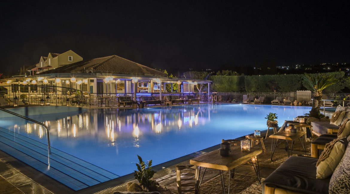 Avithos Resort pool at night
