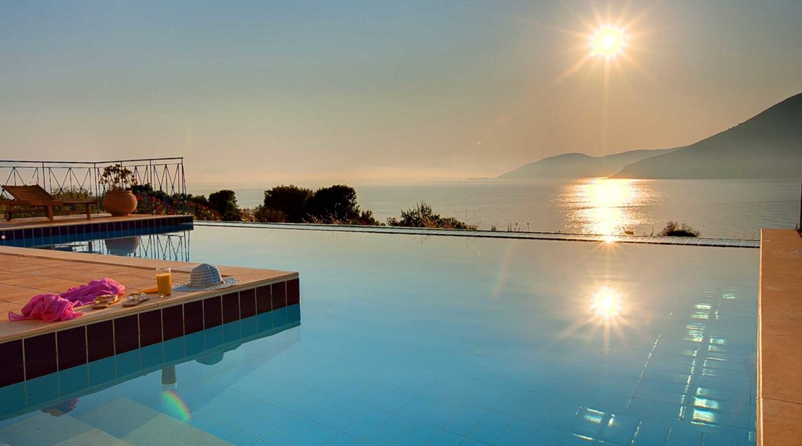 Villa Dolicha infinity pool with sea views