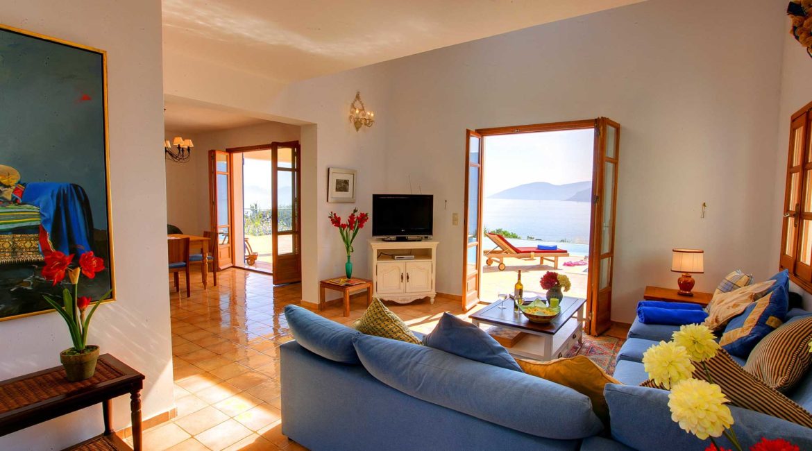 Villa Dolicha lounge with sea views