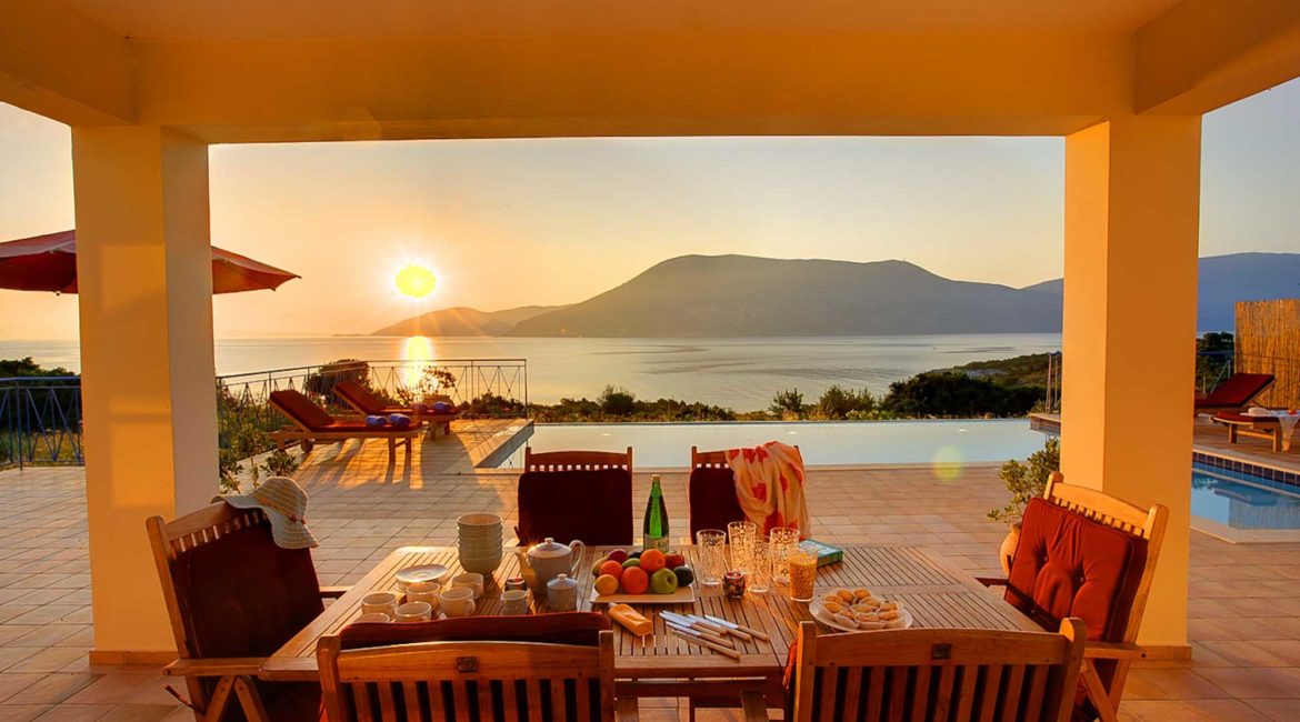 Villa Dolicha breakfast with the rising sun