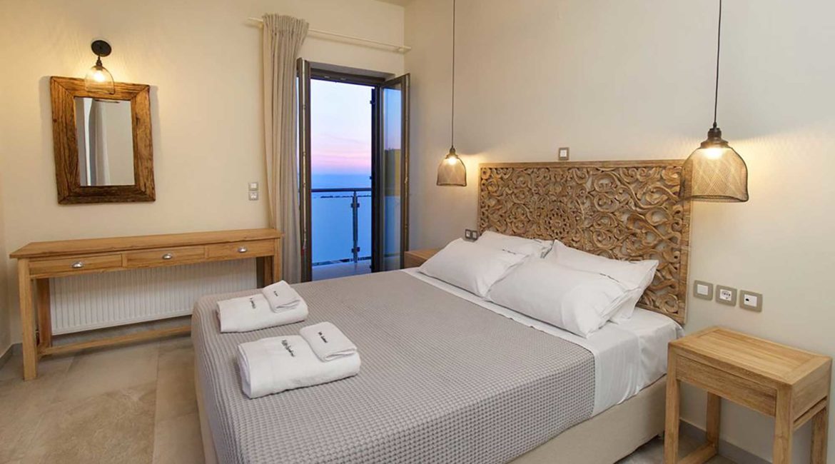 Villa Euphoria double bedroom with beautiful sea views