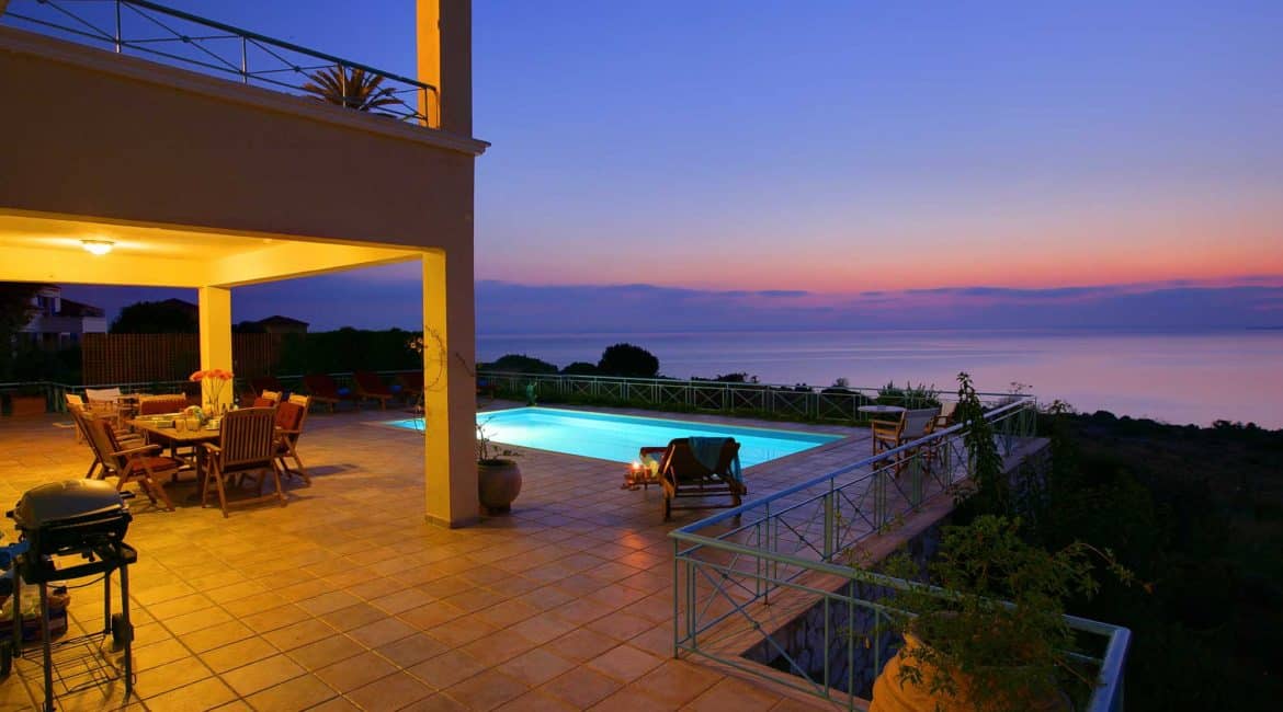Fiskardo House pool with stunning sea views