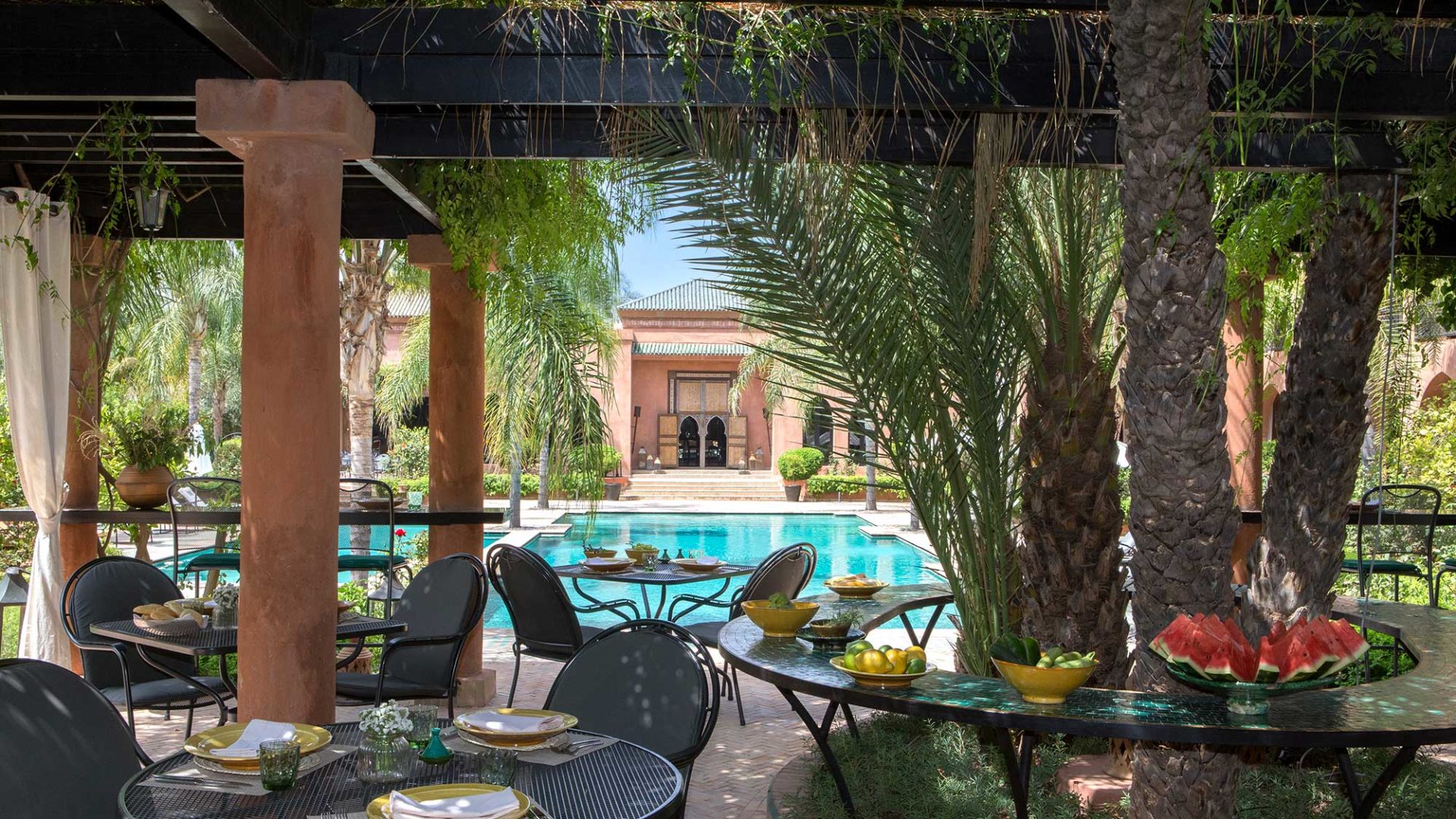 Lunch overlooking the pool at Palais Aziza and Spa