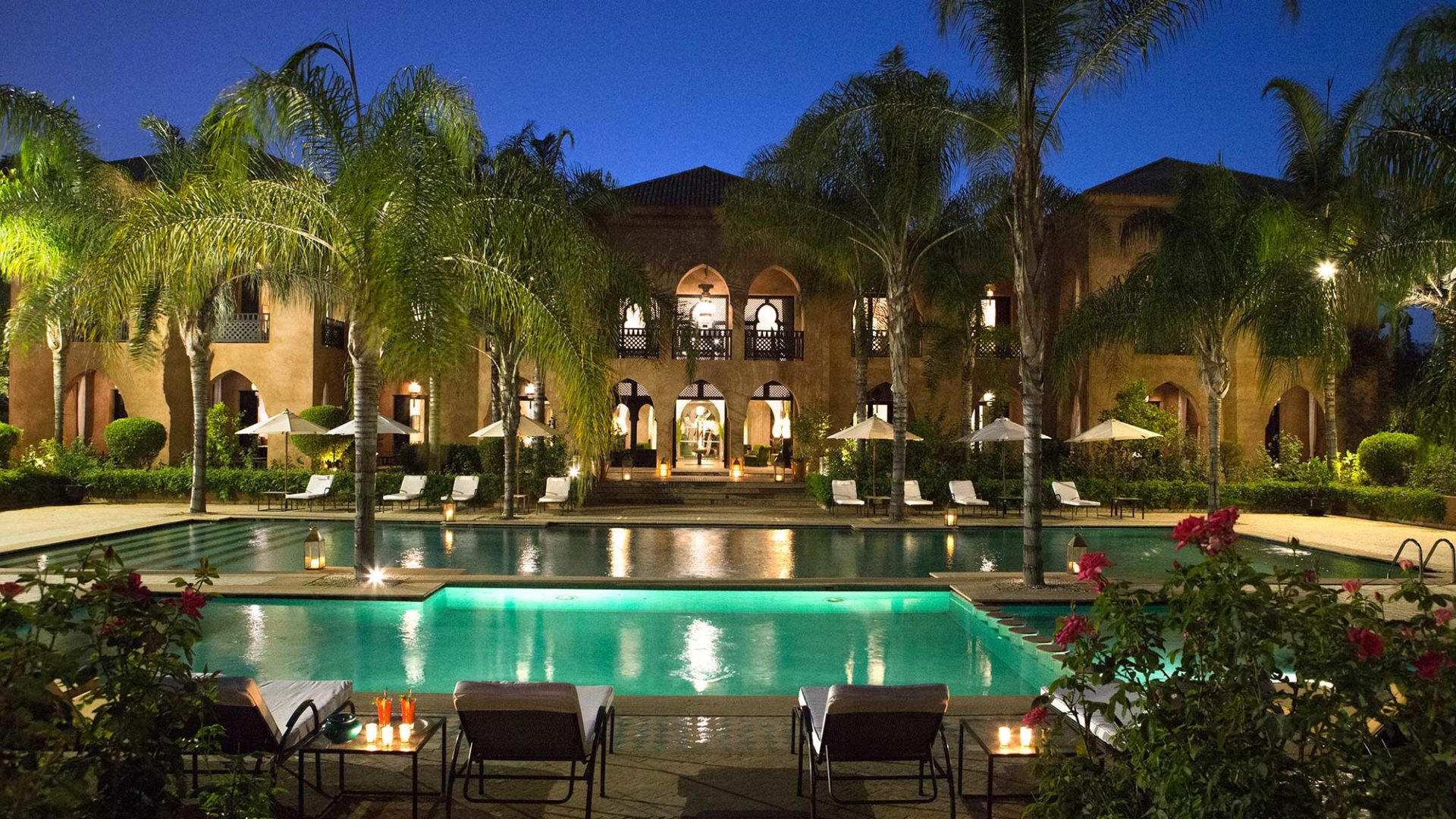 The beautiful pools at Palais Aziza and Spa