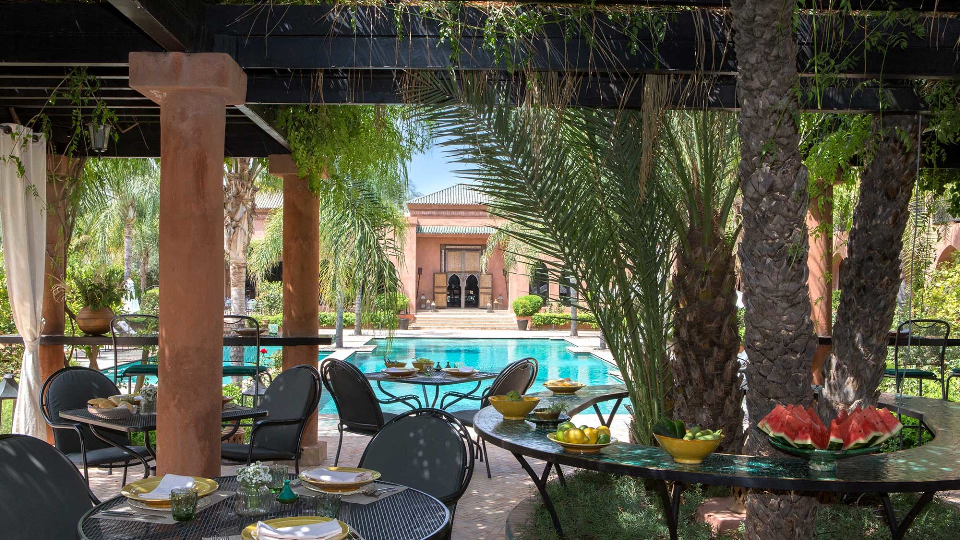 Poolside lunch at Palais Aziza and Spa