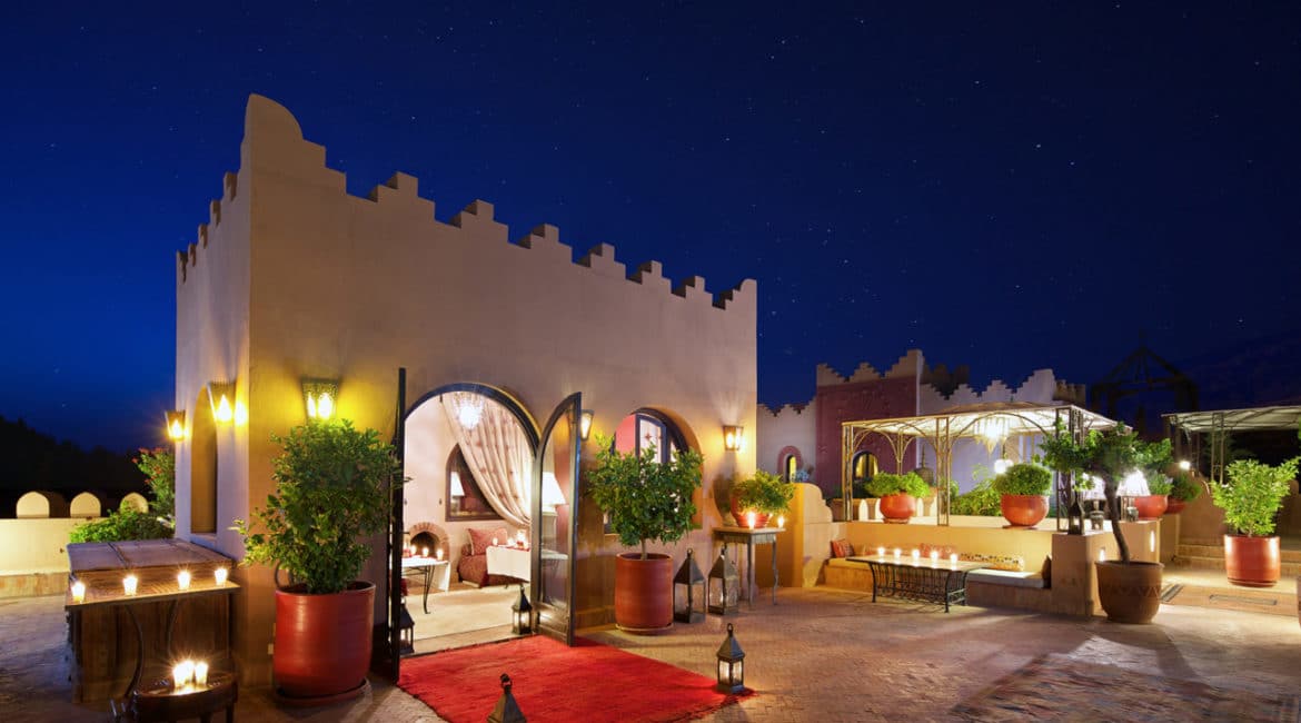 Private rooftop dining at the Kasbah Tamadot