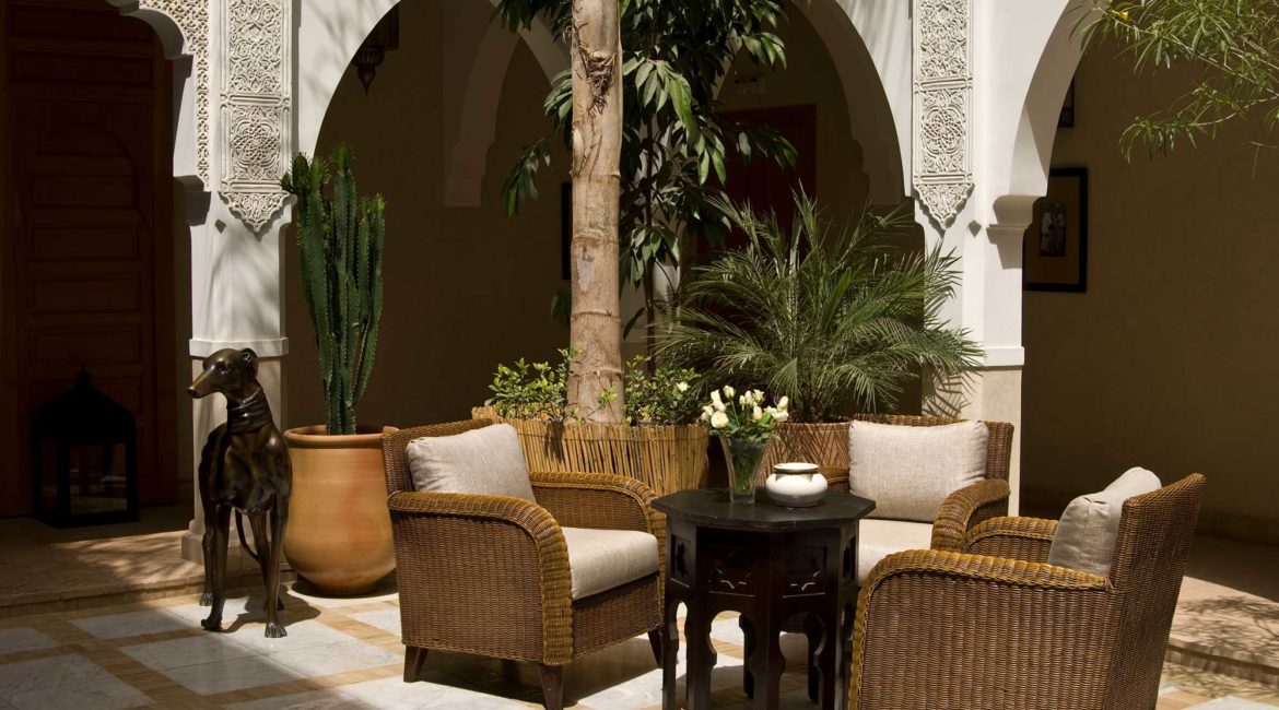The courtyard at the Riad Villa Blanche