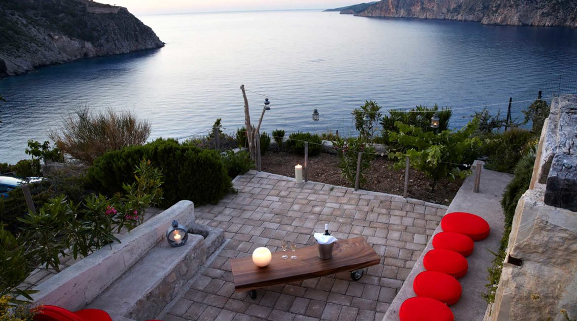 Villa Agapi Braunis Horio terrace and stunning sea views