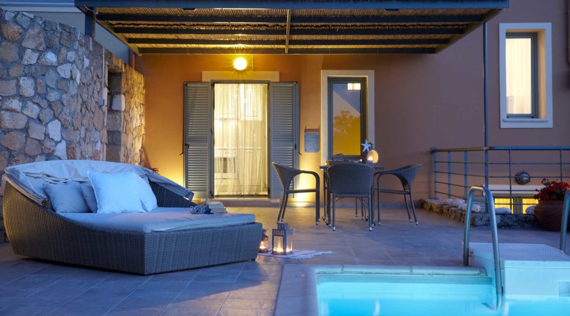 Villa Elea Braunis Horio pool and luxury sun loungers