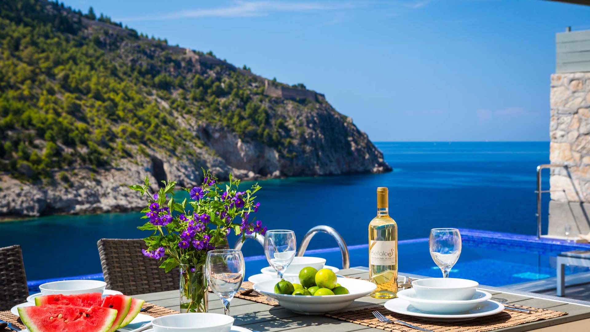 Villa Eutuxia Braunos Horio infinity pool with sea views