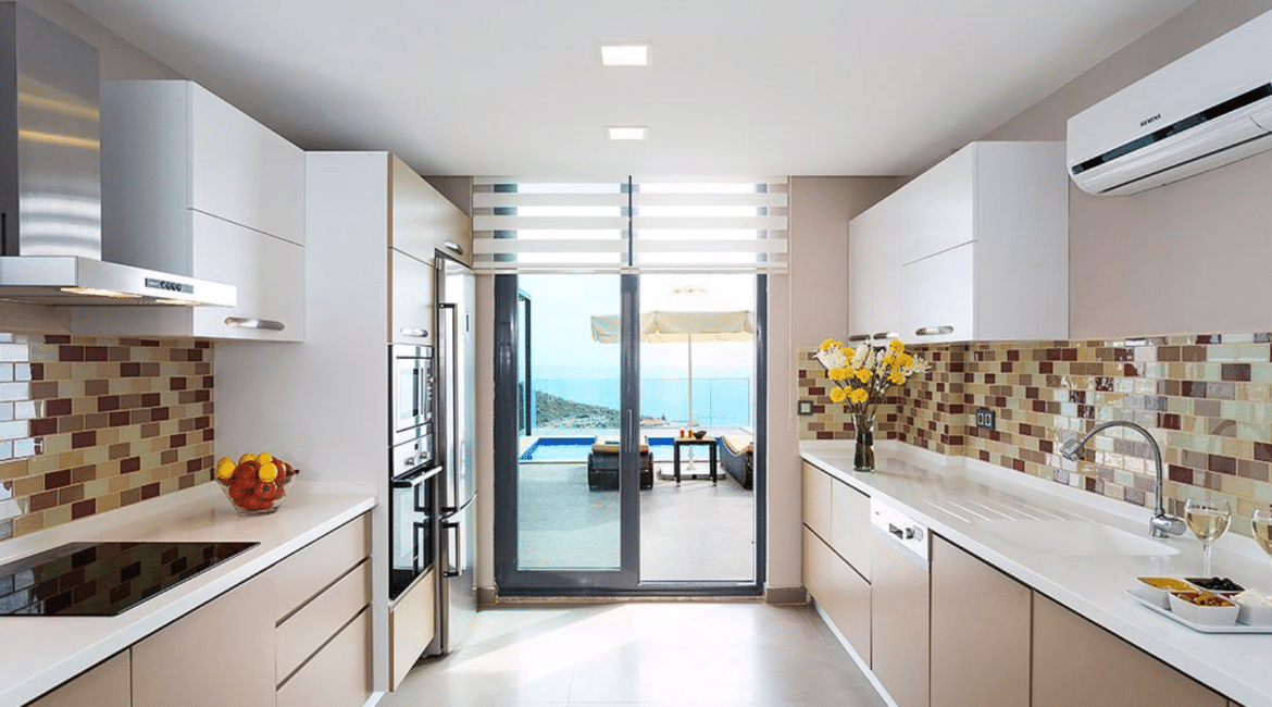 Villa lapis kitchen and sea views