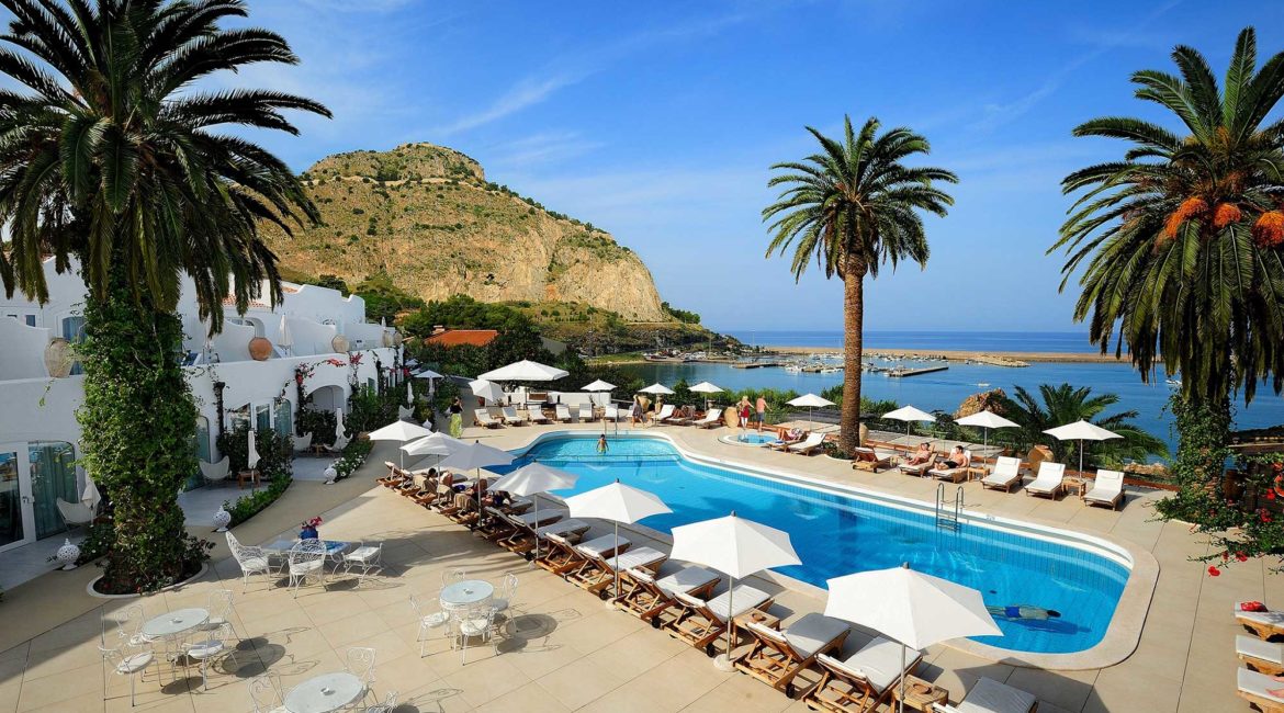 Le Calette's beautiful pool with sea views