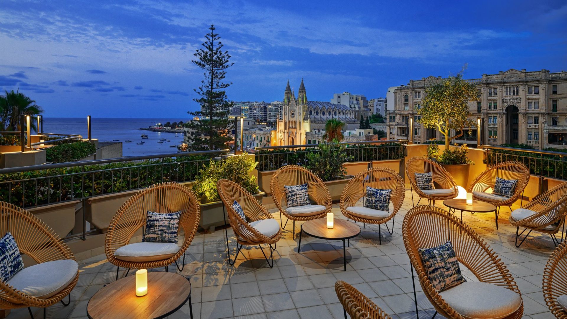 Marriott Malta Atrio terrace overlooking Balluta Bay