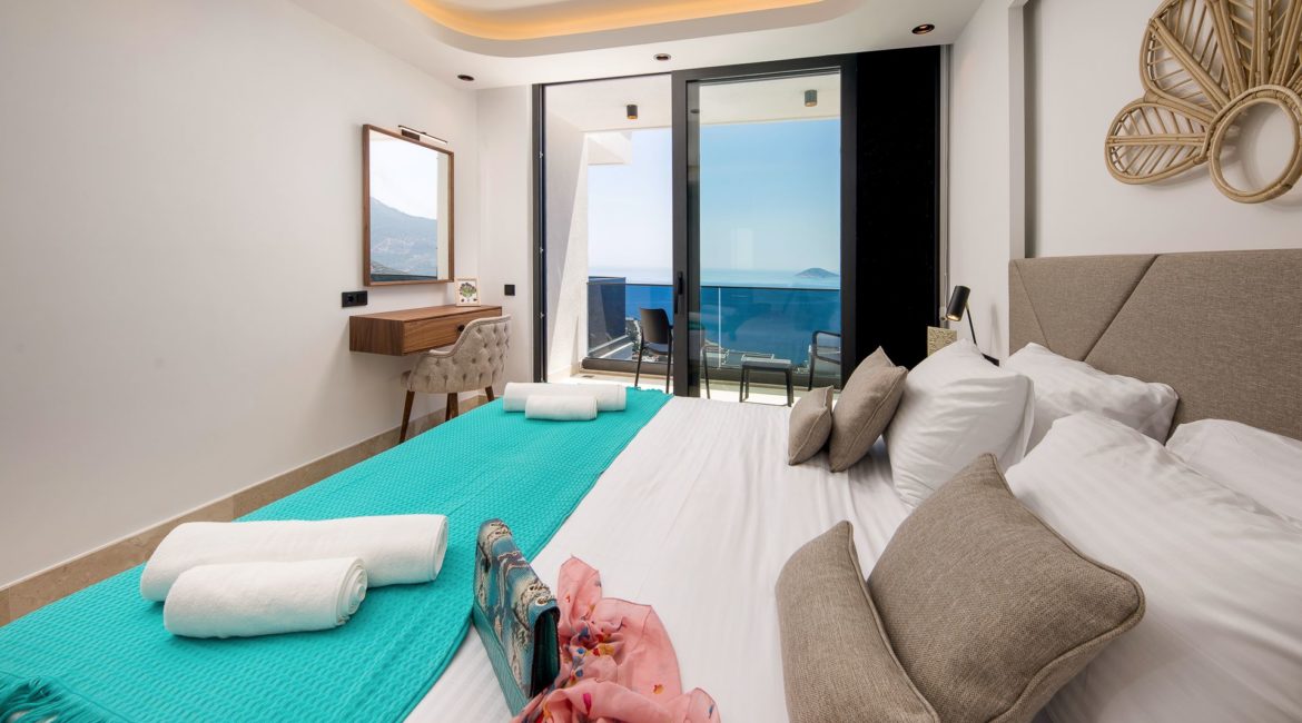 Villa Eos double bedroom with sea views