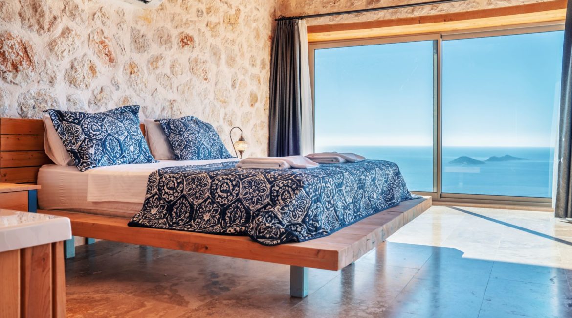 Villa Kaya bedroom 3 floor to ceiling glass windows