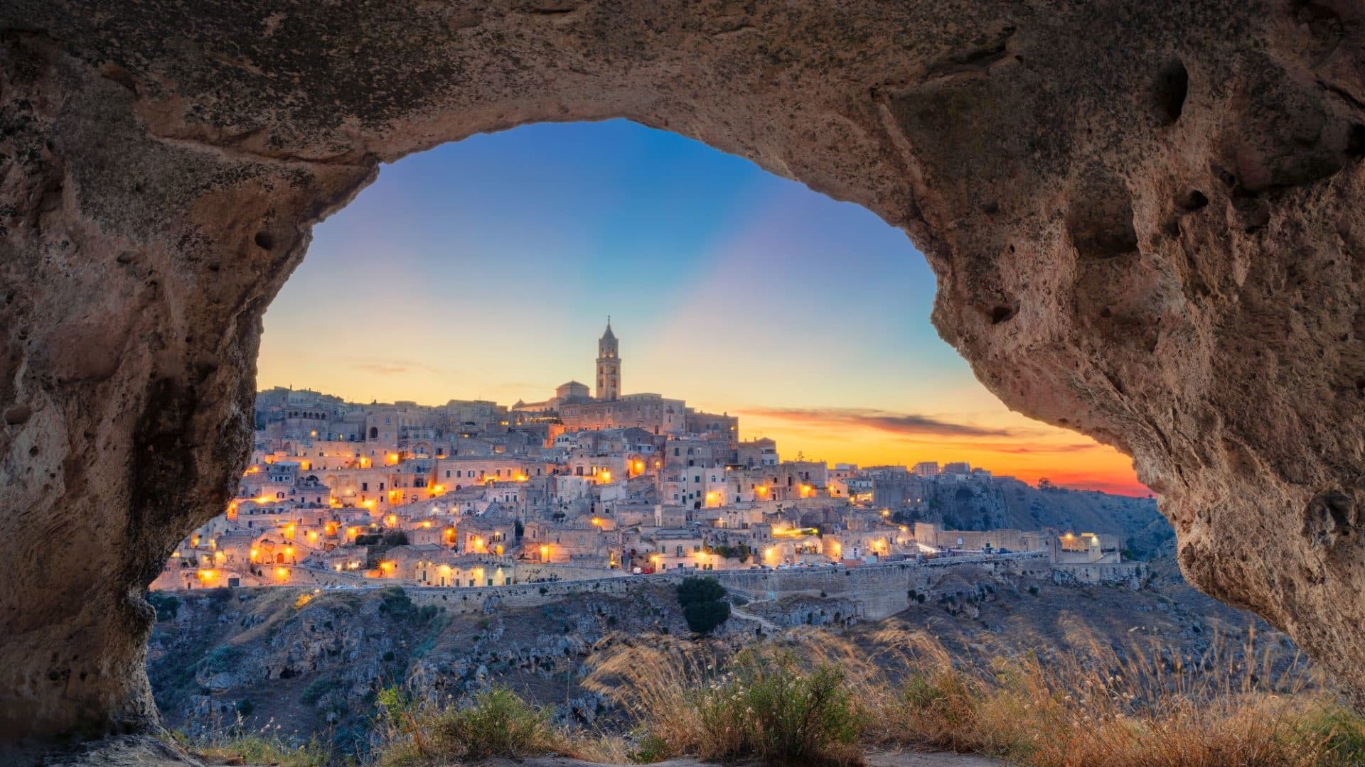 Matera from a cave
