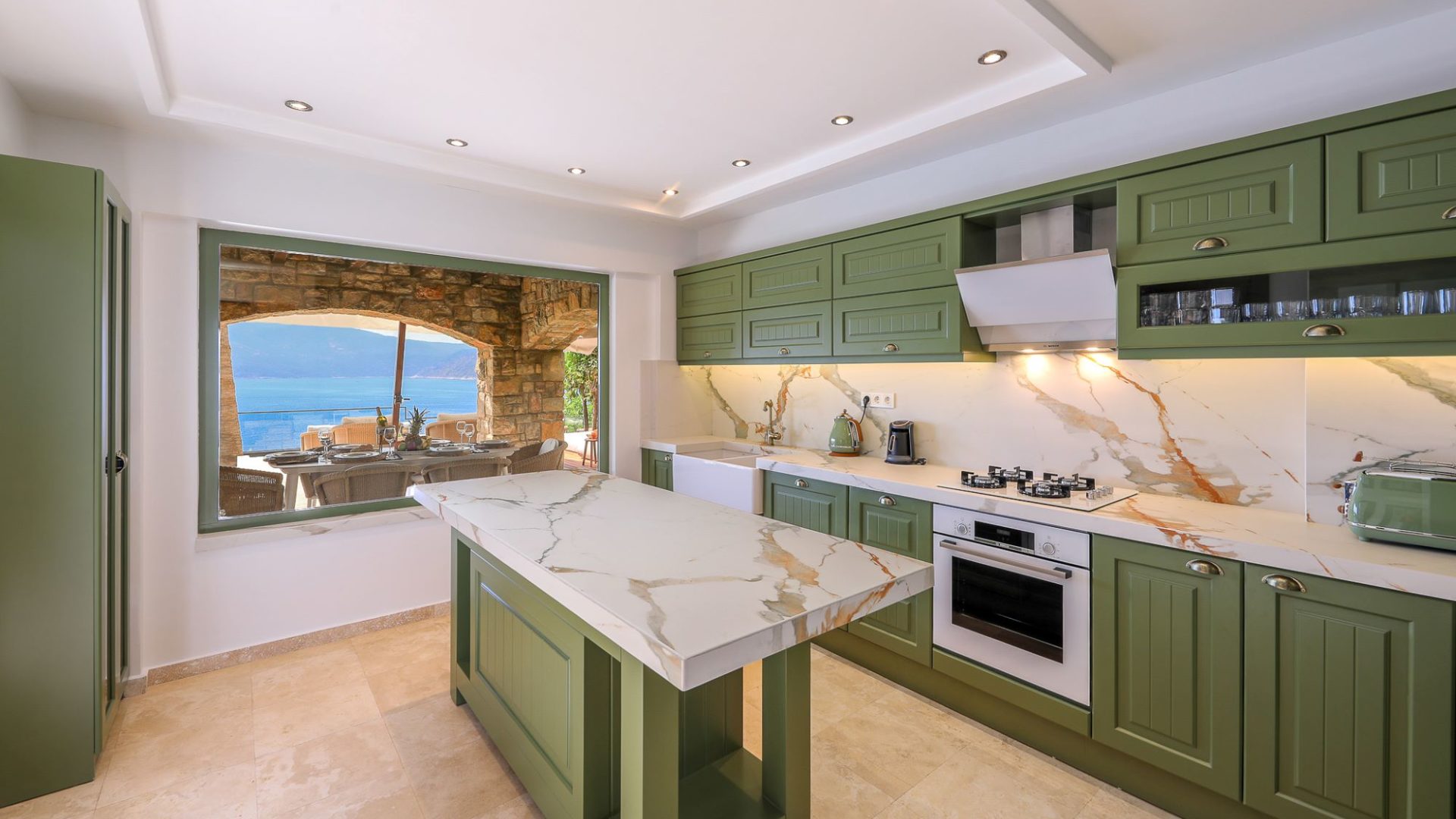 Villa Porto Kitchen and Pool View