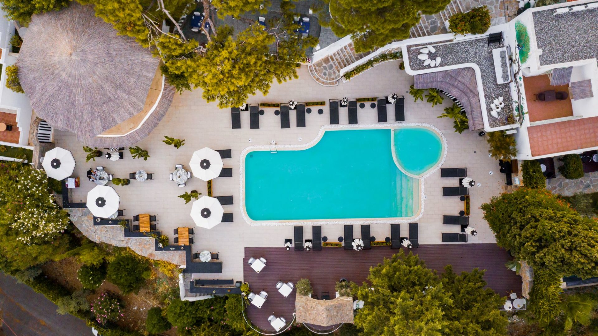 Manastir hotel and pool aerial view