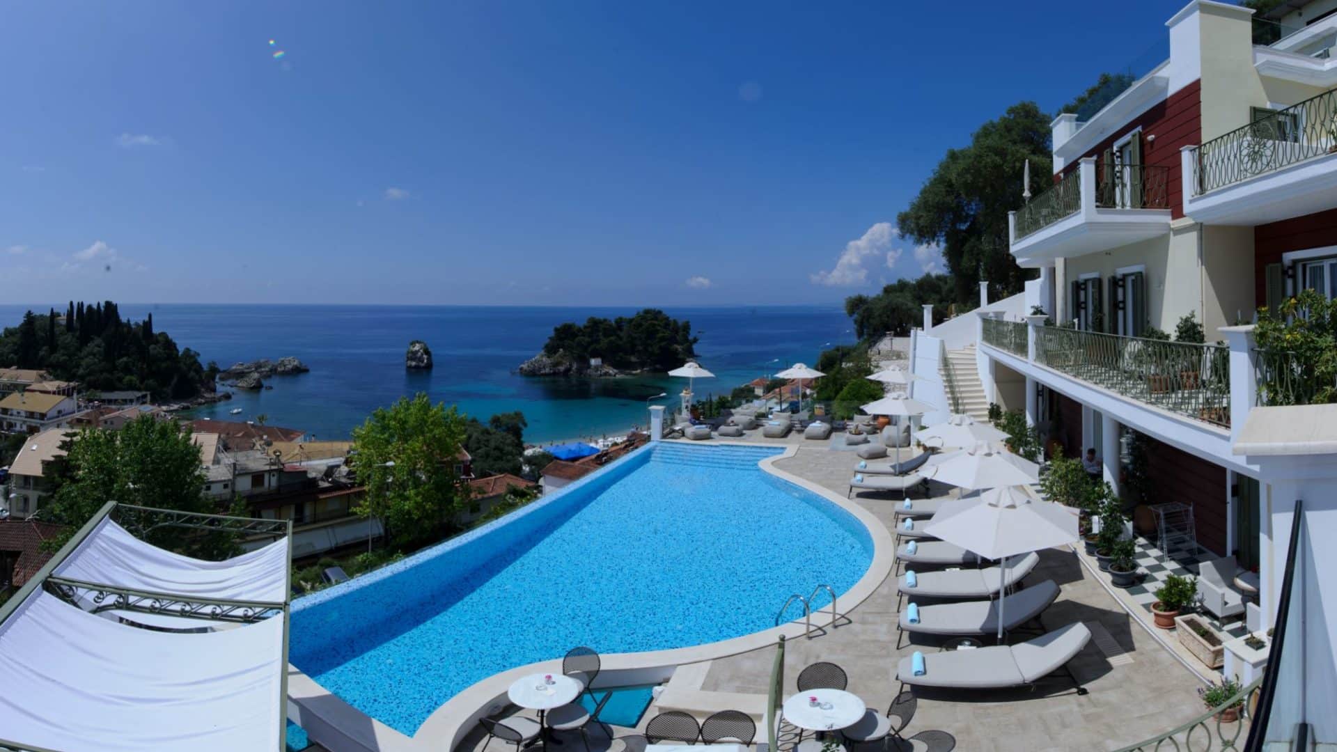 Irida Boutique Hotel Pool Deck and Parga Views