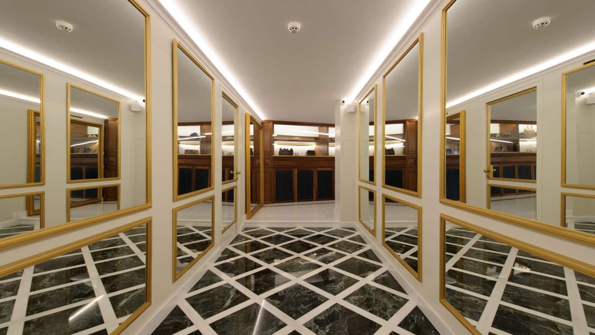 Irida Boutique Hotel mirrored corridor