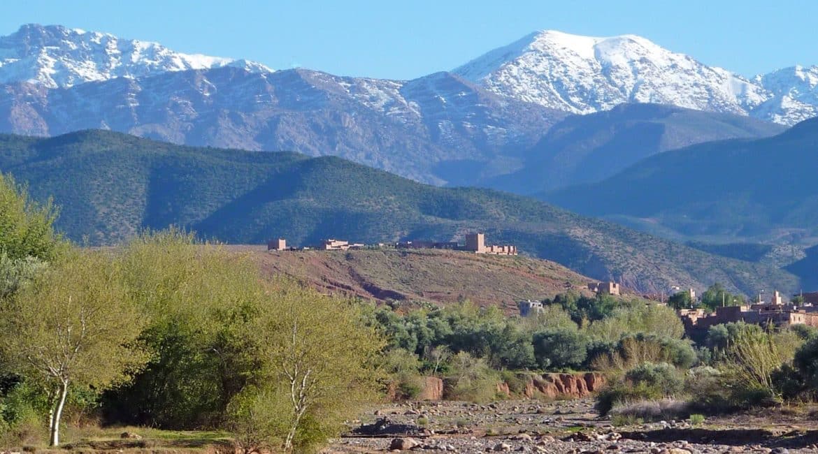 KASBAH ANGOUR VIEW UP FROM THE RIVER