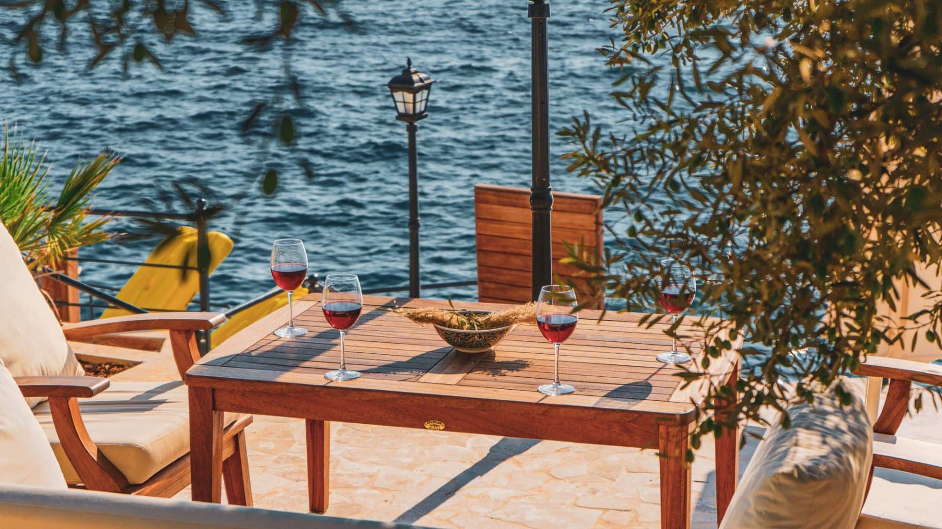 Villa Mavi Deniz alfresco drinks by the water's edge