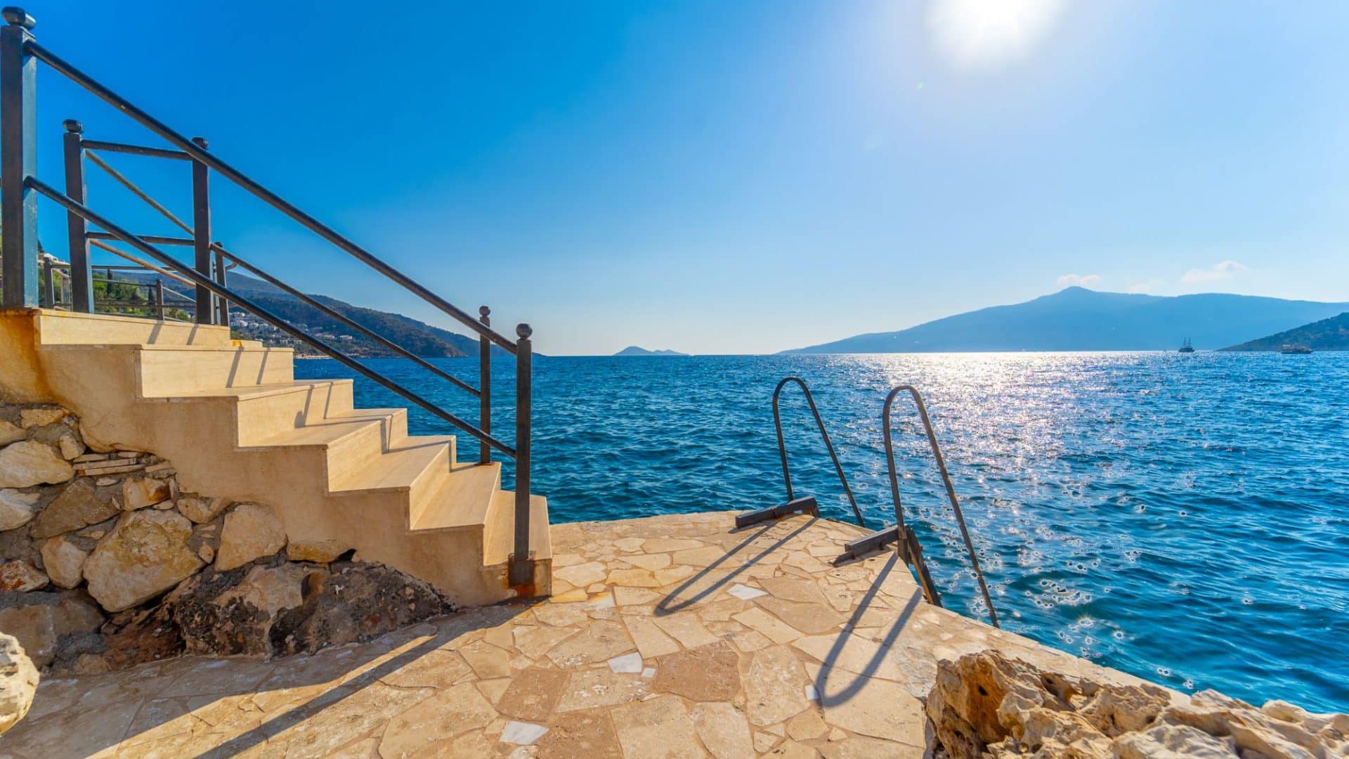 Villa Mavi Deniz ladders lead into the sea