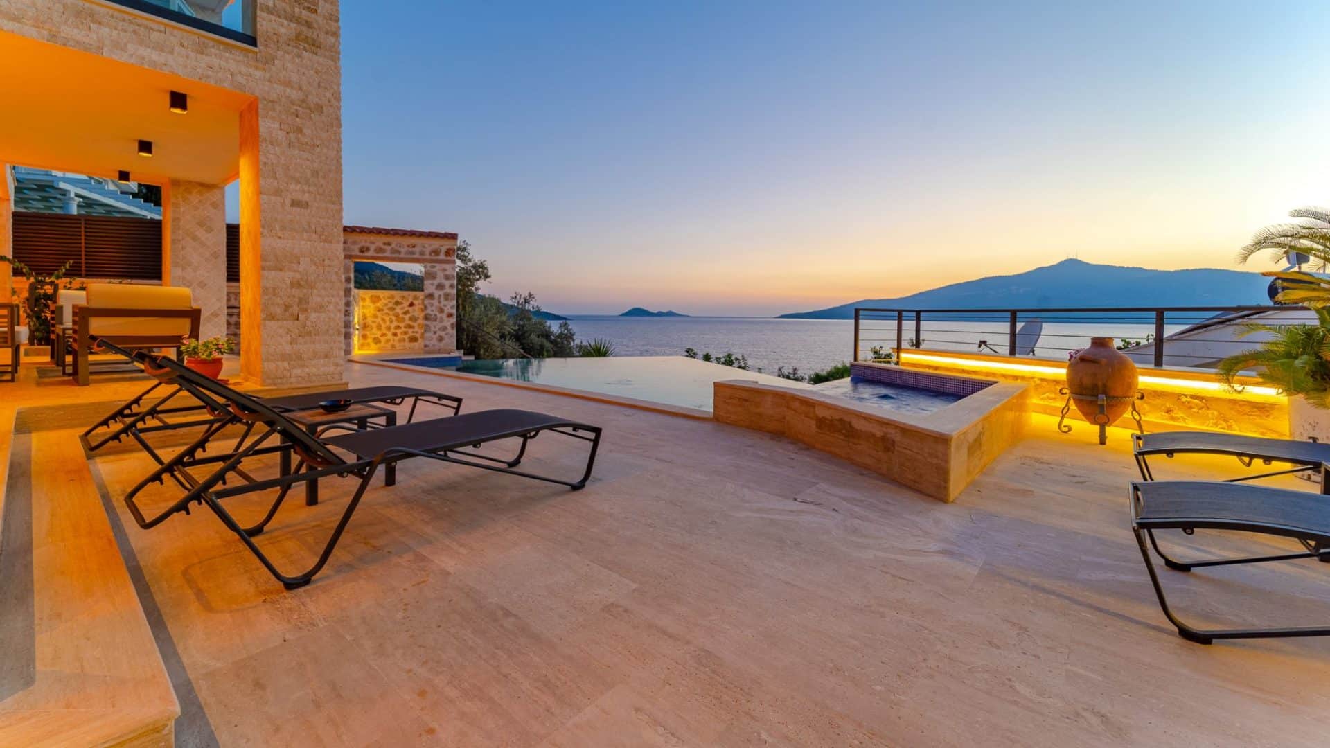 Villa Mavi Deniz large terrace and infinity edge pool