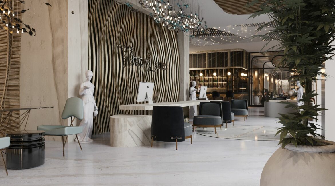 The Lure Hotel lobby render 2