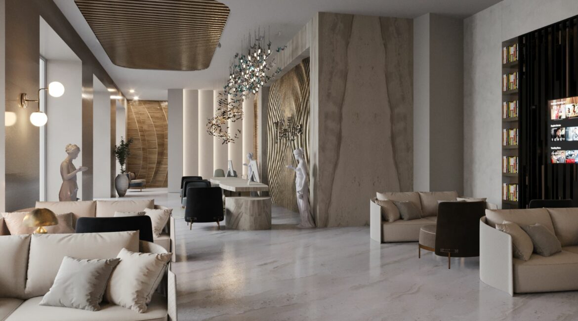 The Lure Hotel lobby render 3