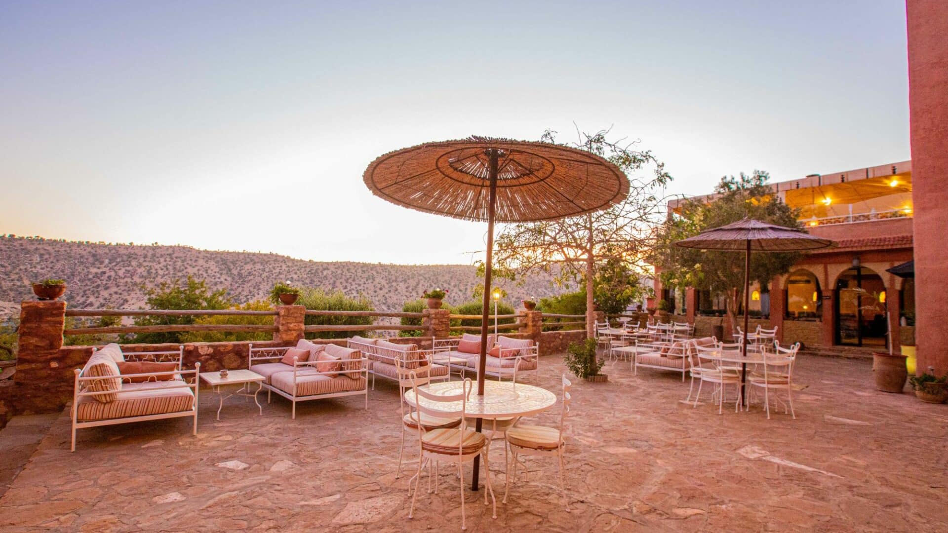 Atlas Kasbah alfresco terraces with panoramic vistas