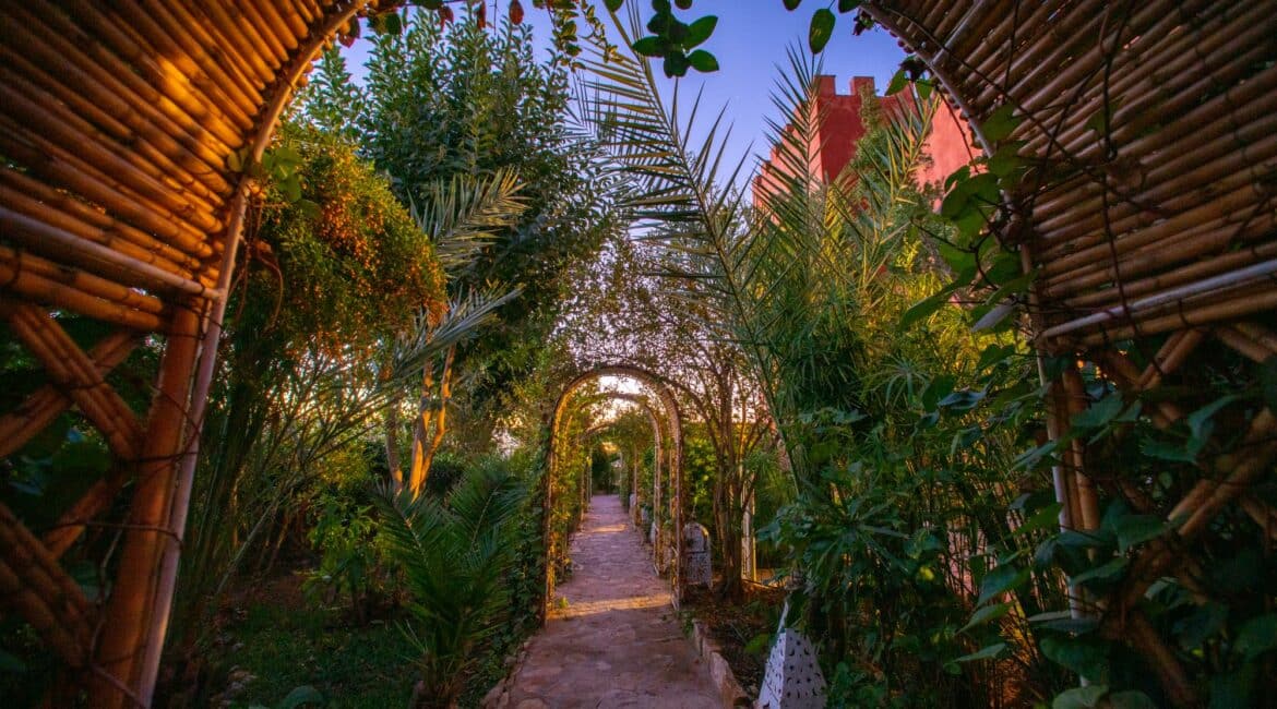 Atlas Kasbah entrance to the manicured garden