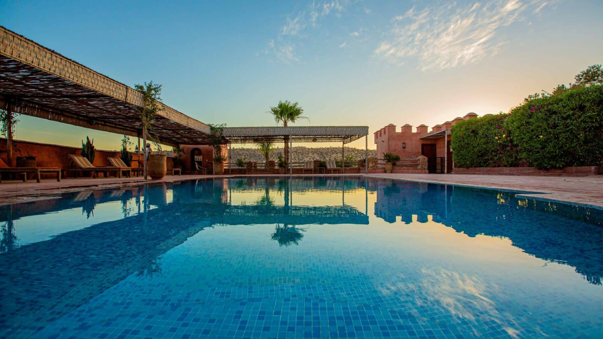 Atlas Kasbah the glorious pool at sunset