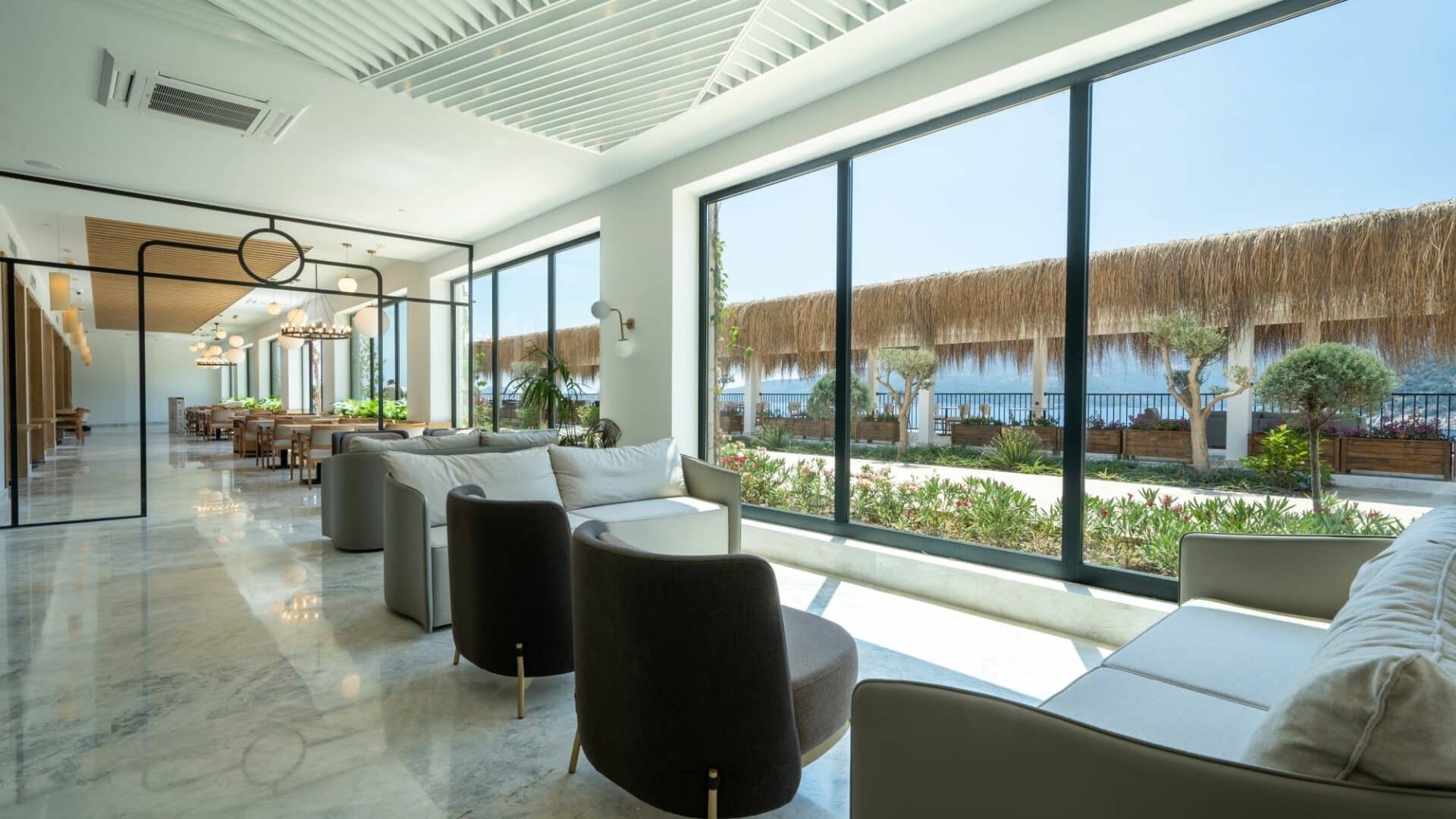 Lobby with sea views