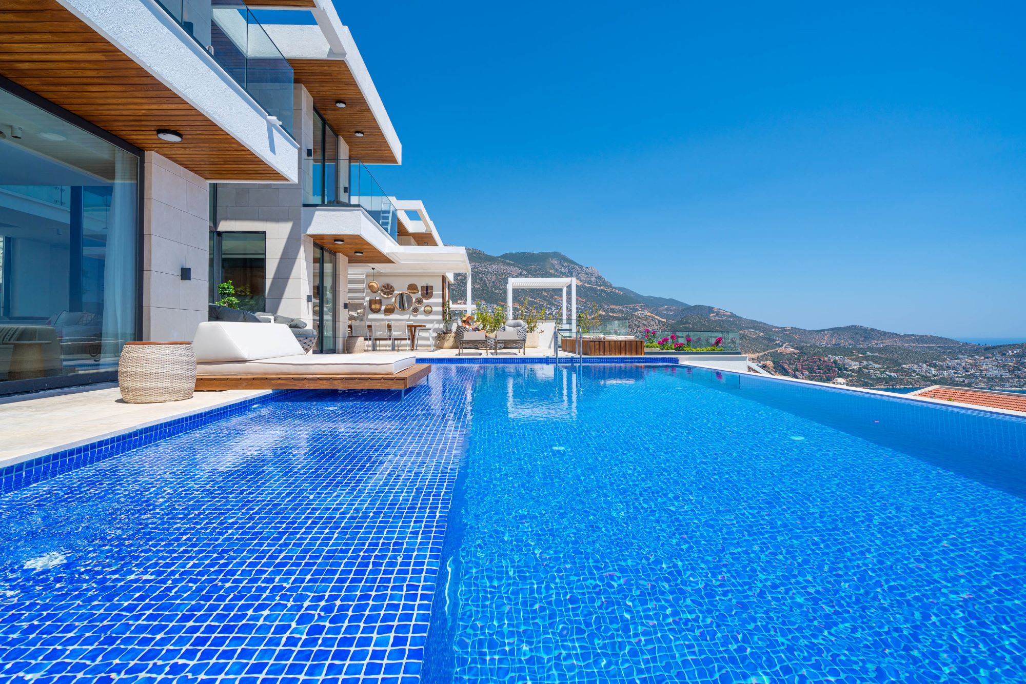 Villa Anatolia glorious pool and brilliantly bright skies
