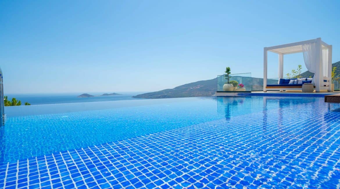 Villa Anatolia sea-facing pool and mouse and snake island