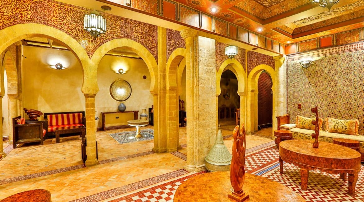 Hotel Riad Mimouna intircate interiors lobby