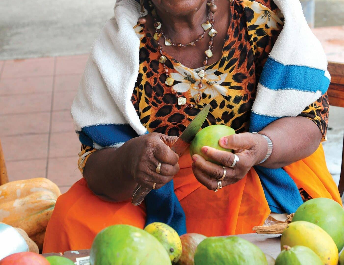 CARIBBEAN CASTRIES MARKET STALL FRESH FRUIT