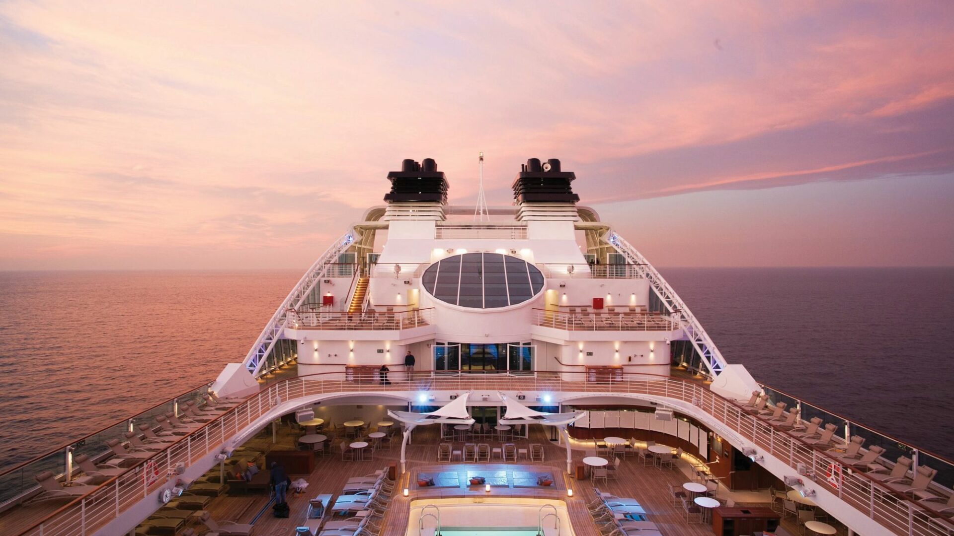 Seabourn spacious deck and swimming pool