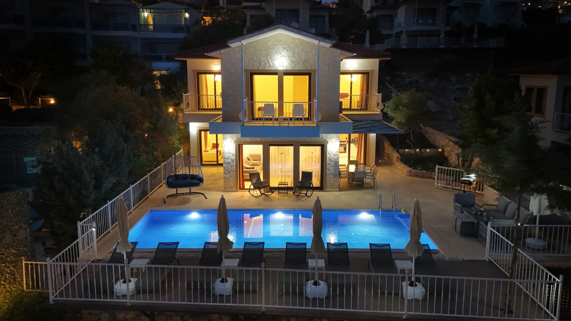 Villa Dionysus after sunset