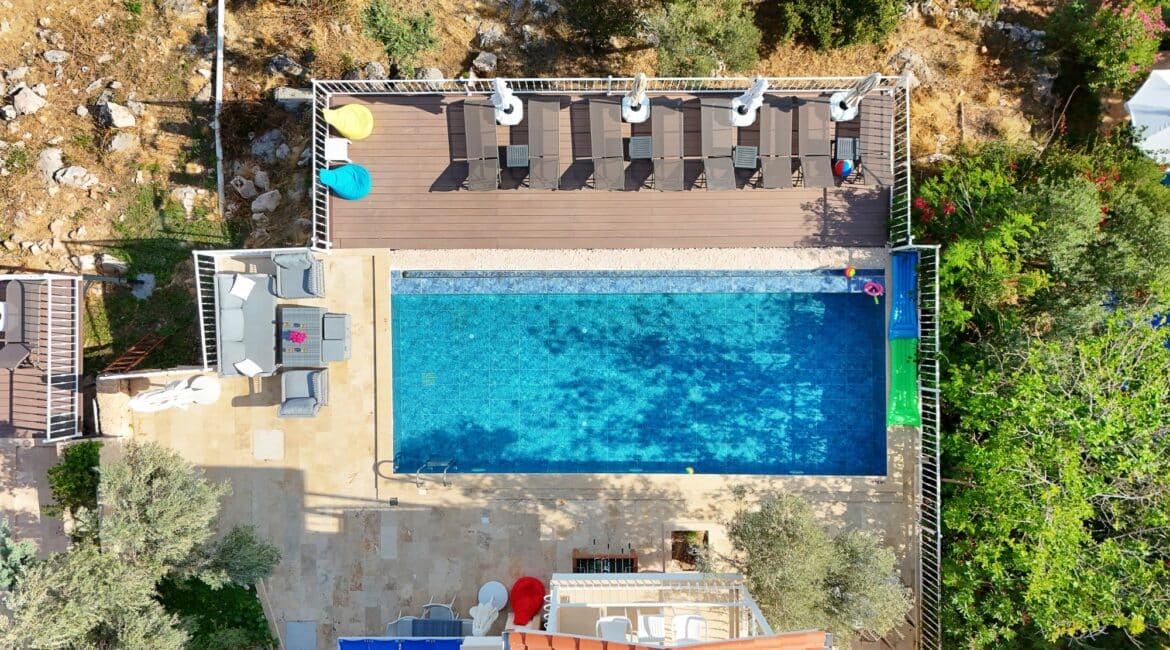 Villa Hermes aerial shot of the pool