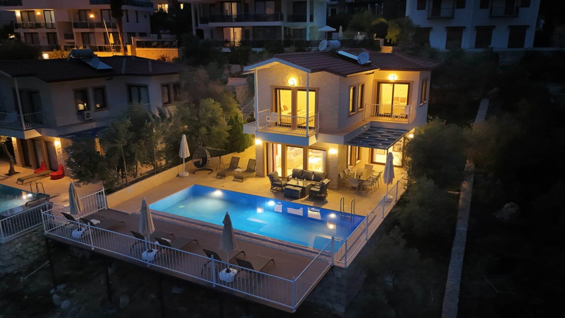 Villa Selene drone footage at night