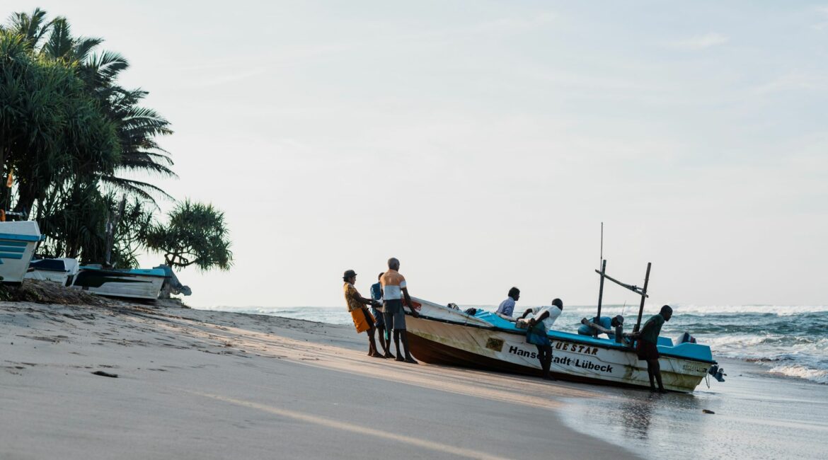 Fishing boats on South Beach, Kathaluwa