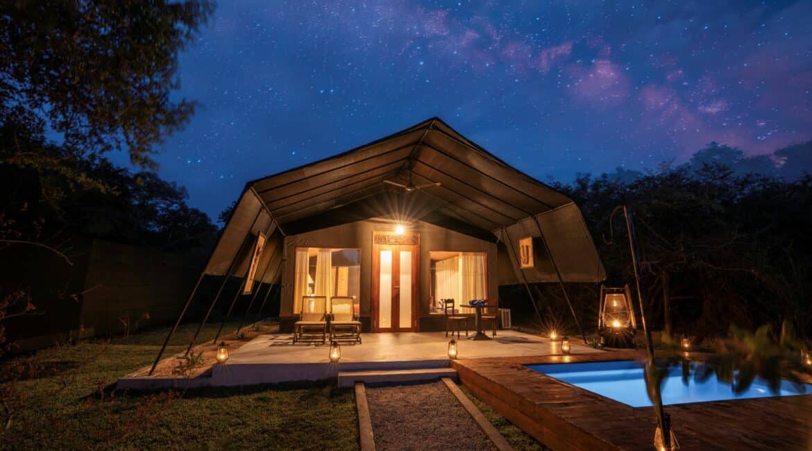 Leopard Trails Plunge Pool Suites under a canopy of stars